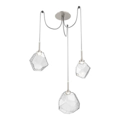 Gem Swag Chandelier by Hammerton Studio in Beige Silver with Clear glass on adjustable cord (3 Lights)