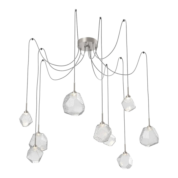 Gem Swag Chandelier by Hammerton Studio in Beige Silver with Clear glass on adjustable cord (9 Lights)