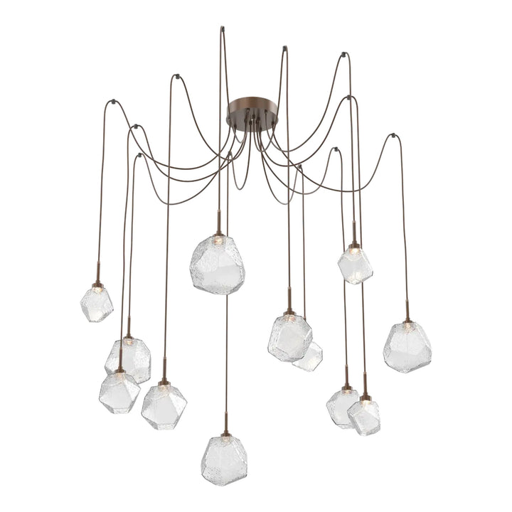 Gem Swag Chandelier by Hammerton Studio in Burnished Bronze with Clear glass on adjustable cord (12 Lights)