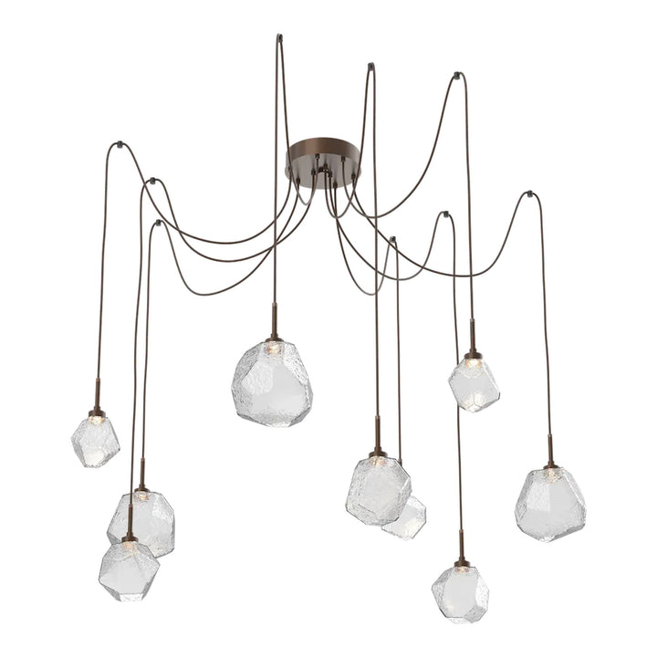 Gem Swag Chandelier by Hammerton Studio in Burnished Bronze with Clear glass on adjustable cord (9 Lights)