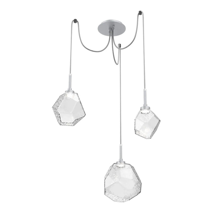 Gem Swag Chandelier by Hammerton Studio in Classic Silver with Clear glass on adjustable cord (3 Lights)