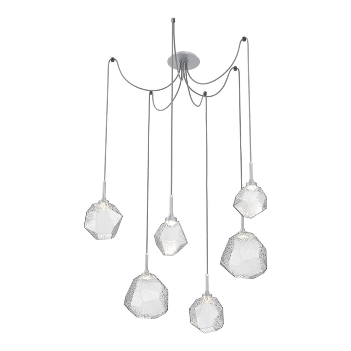 Gem Swag Chandelier by Hammerton Studio in Classic Silver with Clear glass on adjustable cord (6 Lights)