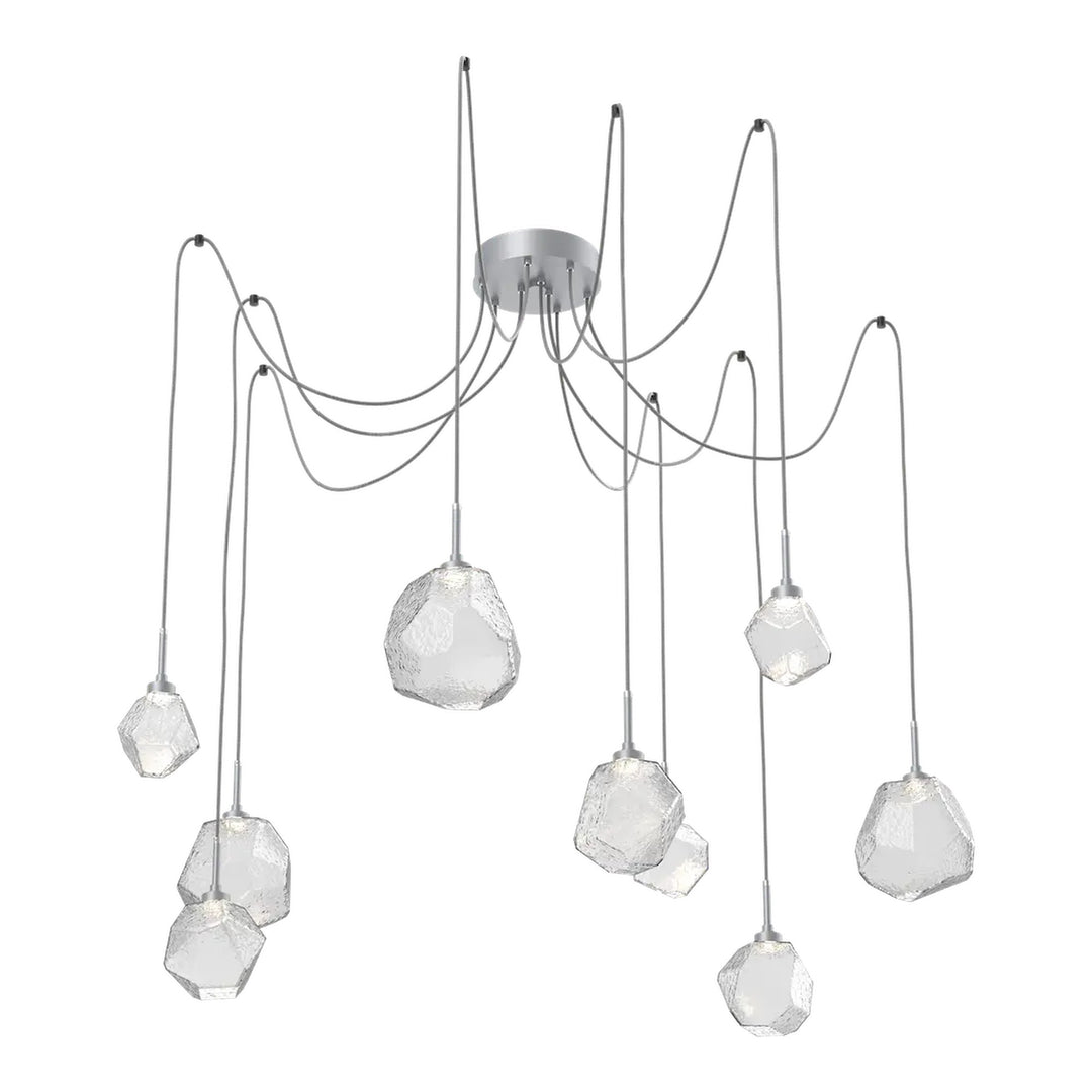 Gem Swag Chandelier by Hammerton Studio in Classic Silver with Clear glass on adjustable cord (9 Lights)