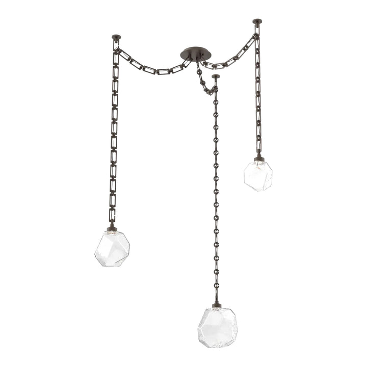 Gem Swag Chandelier by Hammerton Studio in Flat Bronze with Clear glass on Diamond Chain (3 Lights)