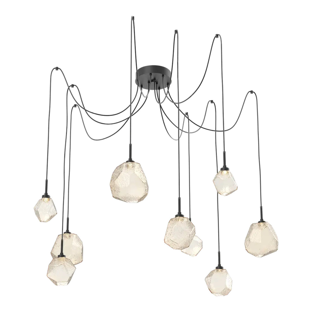 Gem Swag Chandelier by Hammerton Studio in Matte Black with Amber glass