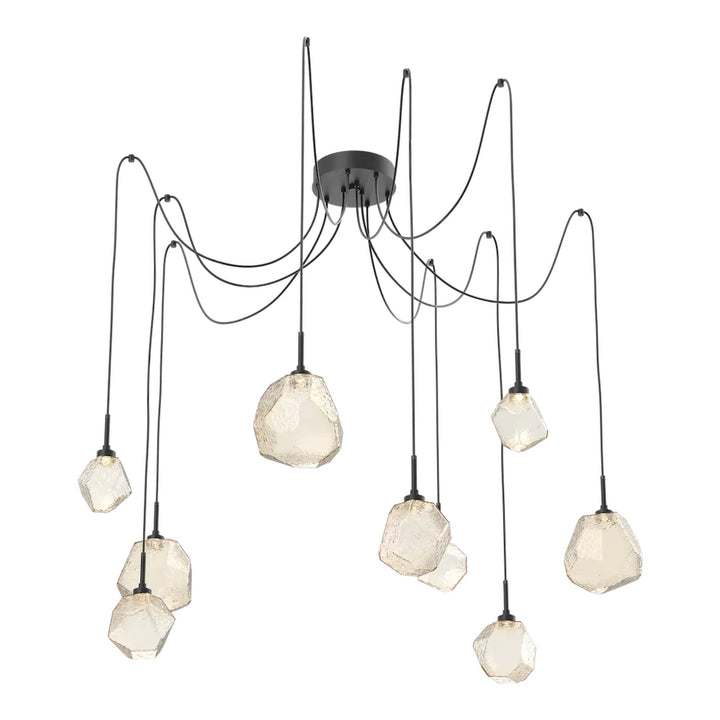 Gem Swag Chandelier by Hammerton Studio in Matte Black with Amber glass