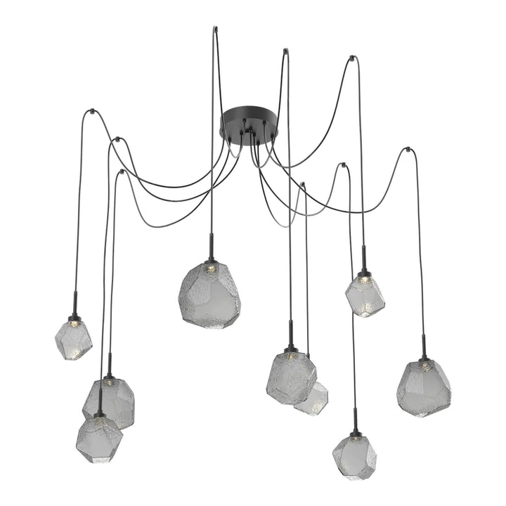 Gem Swag Chandelier by Hammerton Studio in Matte Black with Smoke glass