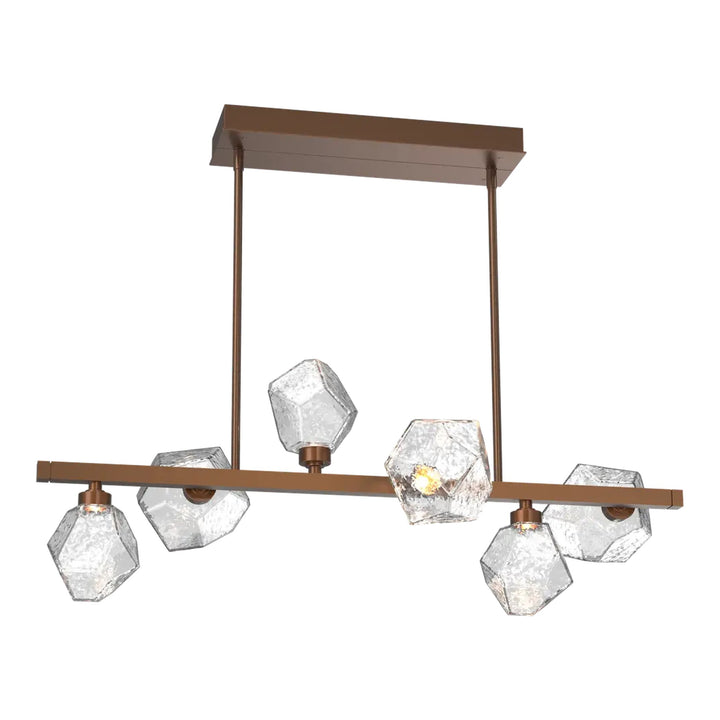 Gem Twisted Branch Chandelier by Hammerton Studio in Burnished Bronze with Clear glass (6 Lights)