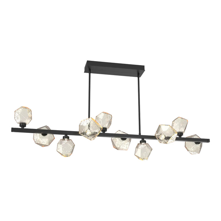 Gem Twisted Branch Chandelier by Hammerton Studio in Matte Black with Amber glass