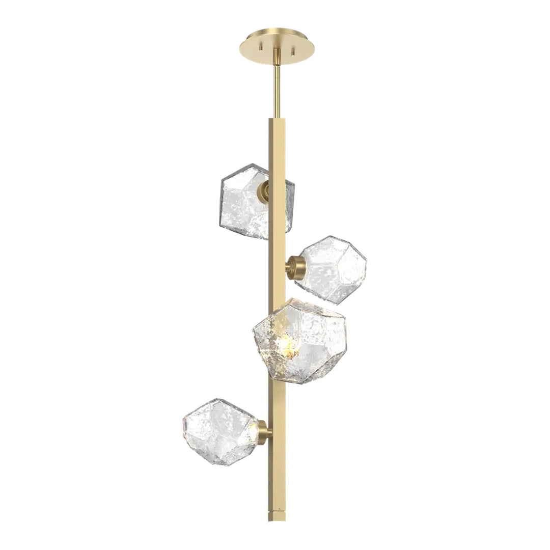 Gem Twisted Vine Chandelier by Hammerton Studio in Gilded Brass with Clear glass (4 Lights)