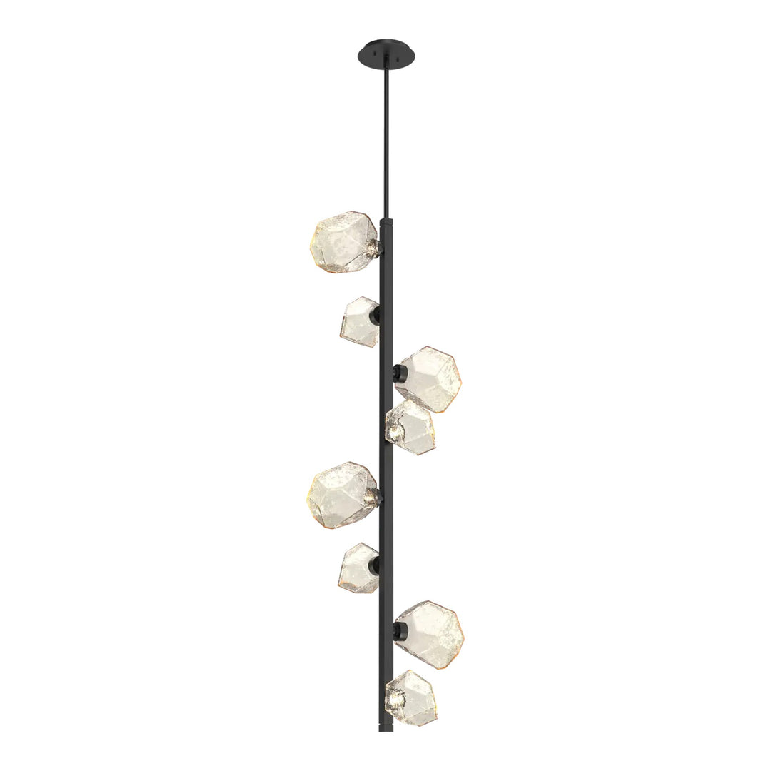 Gem Twisted Vine Chandelier by Hammerton Studio in Matte Black with Amber glass