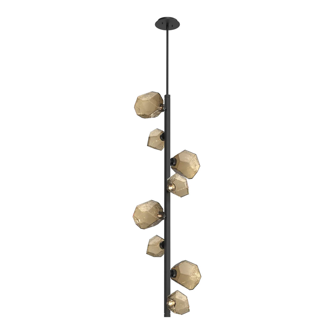 Gem Twisted Vine Chandelier by Hammerton Studio in Matte Black with Bronze glass