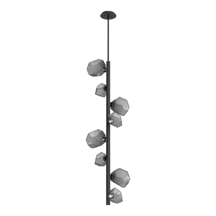 Gem Twisted Vine Chandelier by Hammerton Studio in Matte Black with Smoke glass