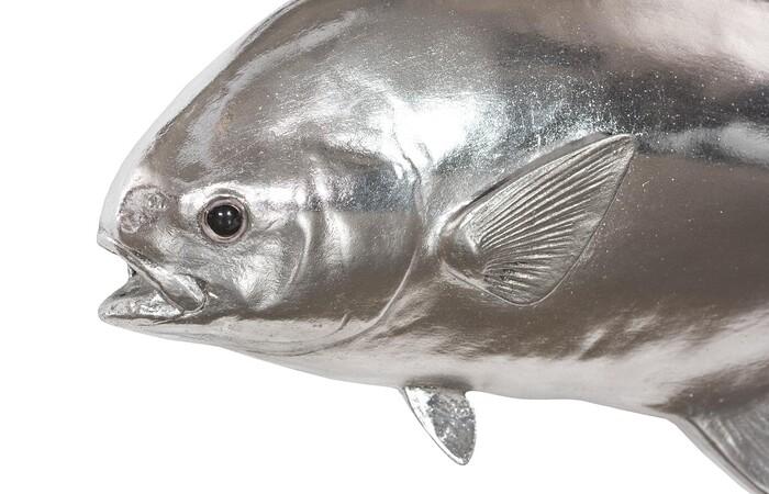 Permit Fish, Flat Wall Sculpture, Resin, Silver Leaf — view 3