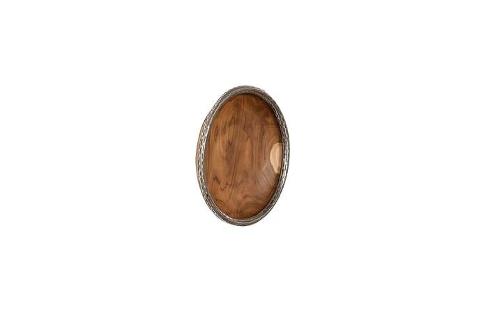 Teak Wood Bowl Wall Art, Metallurgy Edge — view 7