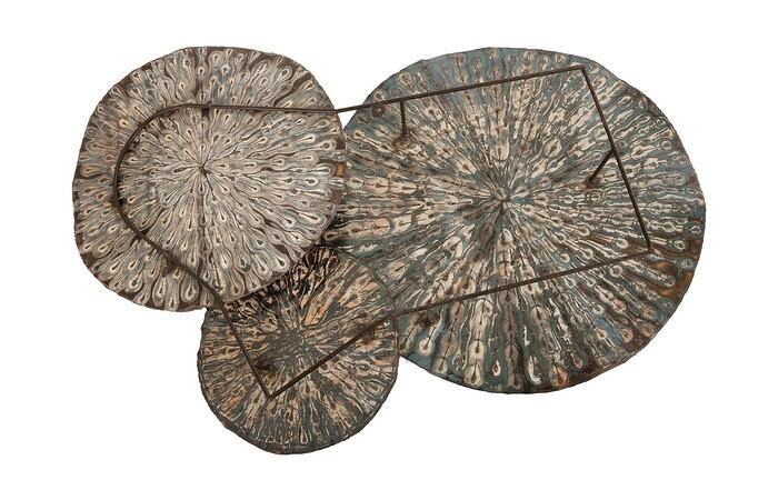 Metal Lotus Wall Art, Old White — view 6
