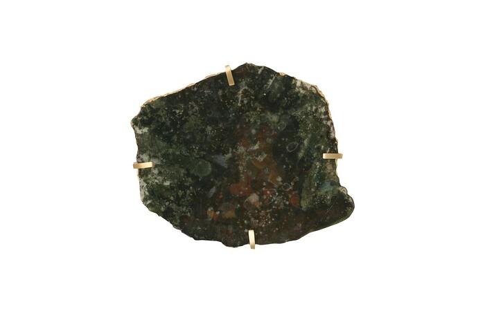 Gem Wall Tile in Brass Setting, Glacier Charcoal — One Size, As Shown