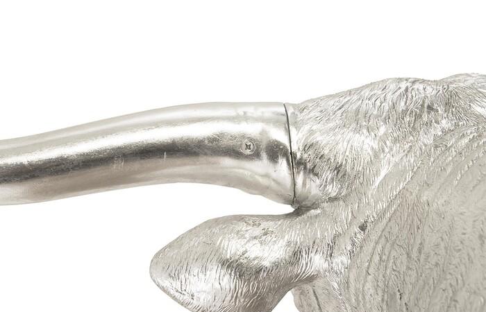 Longhorn Bull Wall Art, Resin, Silver Leaf — view 3