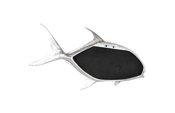 Permit Fish, Flat Wall Sculpture, Resin, Silver Leaf — view 4