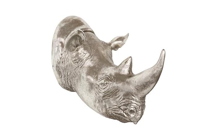 Rhino Wall Art, Resin — One Size, Silver Leaf