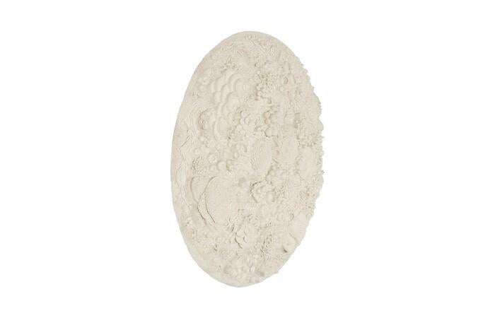 Coral Reef Wall Art, Painted Cream Color, Round, — view 2