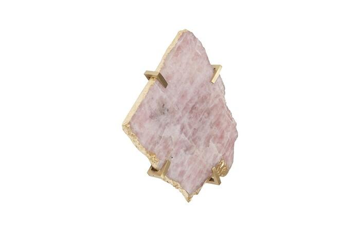 Gem Wall Tile in Brass Setting, Rose Quartz — view 6