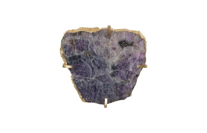 Gem Wall Tile in Brass Setting, Purple Quartz — view 3