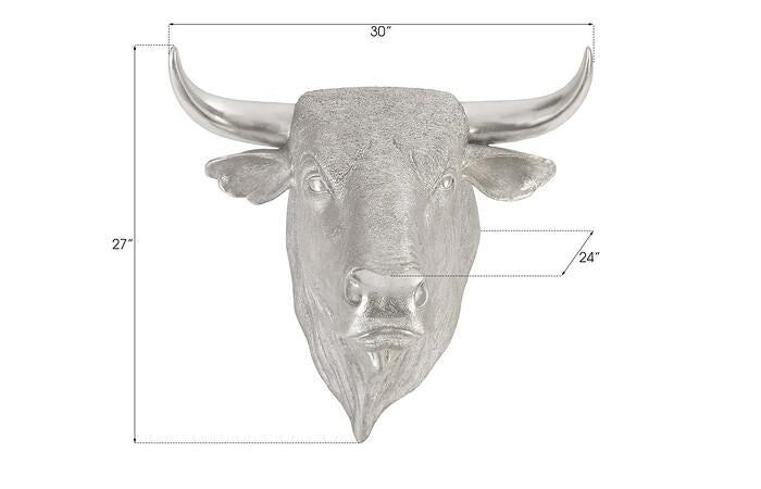 Spanish Fighting Bull Wall Art, Resin, Silver Leaf — view 6