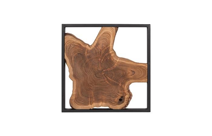 Framed Slice Wall Tile, Teak Wood — One Size, Black Frame