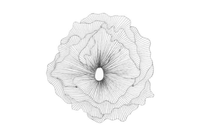 Poppy Flower Wall Art — LG, Silver/Black