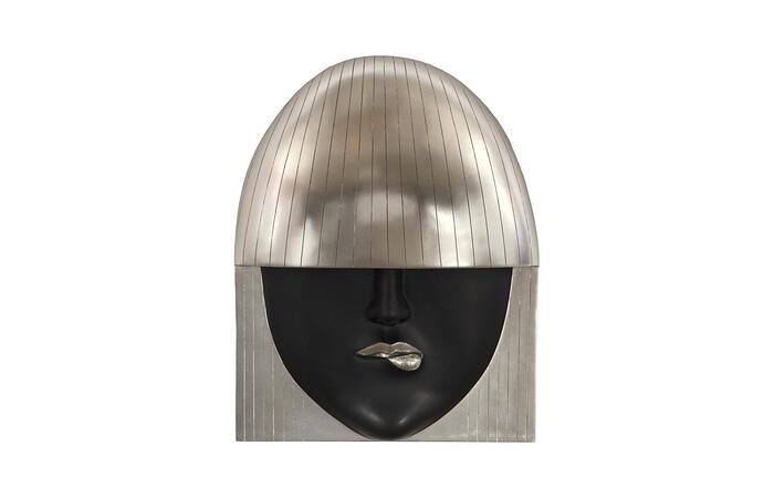 Fashion Faces Wall Art, Pout — Large, Black and Silver Leaf