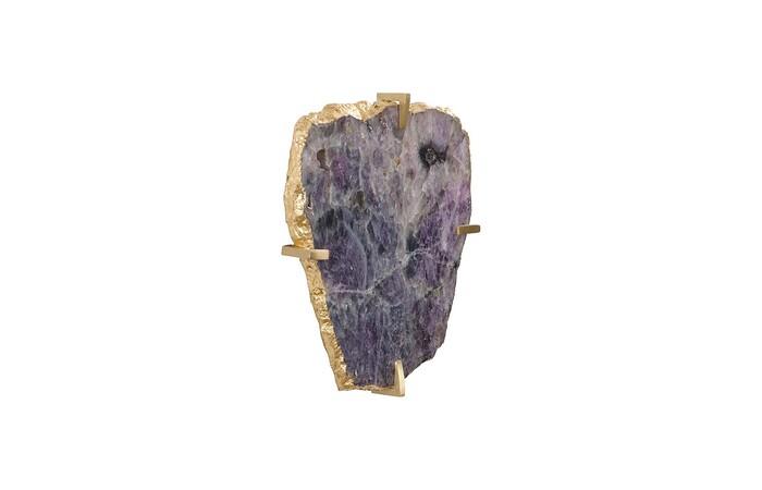 Gem Wall Tile in Brass Setting, Purple Quartz — view 2