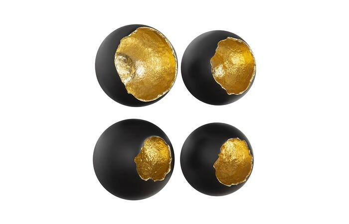 Broken Egg Wall Art, Set of 4 — One Size, Black and Gold Leaf
