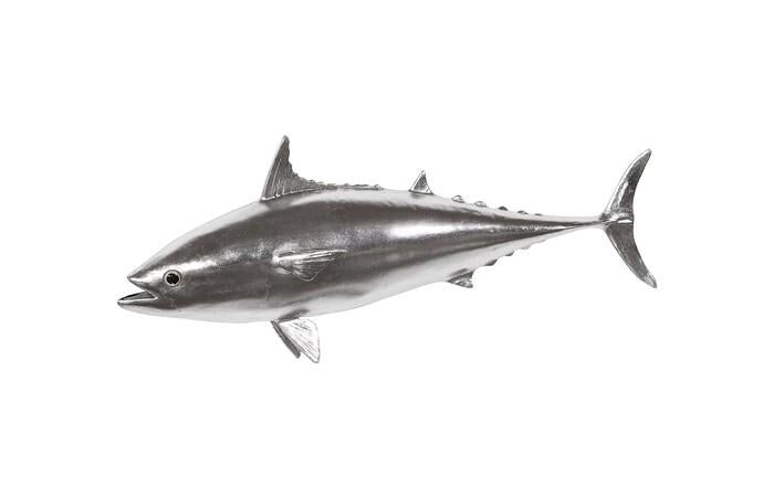 Mackerel Fish Wall Sculpture, Resin — One Size, Silver Leaf