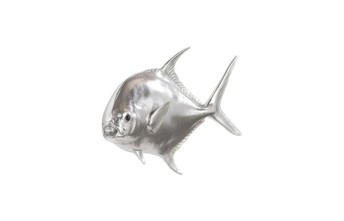 Permit Fish, Flat Wall Sculpture, Resin, Silver Leaf — view 2