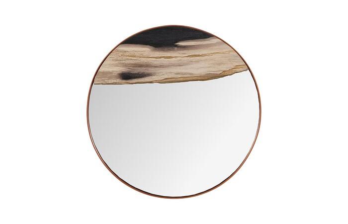 Petrified Slice Mirror — Medium, Copper Frame