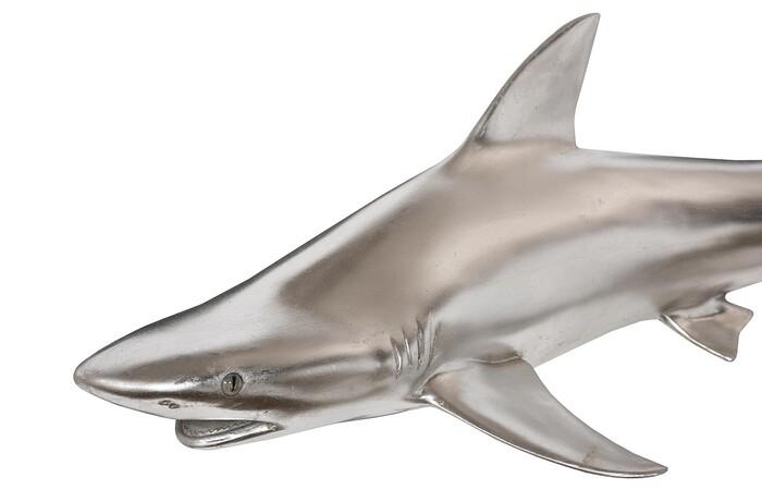 Black Tip Reef Shark Wall Sculpture, Resin, Silver Leaf — view 2
