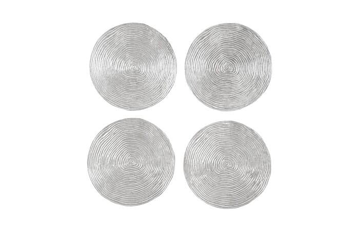 Ripple Wall Disc, Set of 4, Resin — LG, Silver Leaf with Antiquing