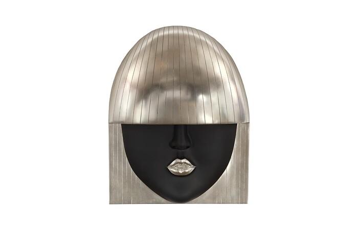 Fashion Faces Wall Art, Kiss — Large, Black and Silver Leaf