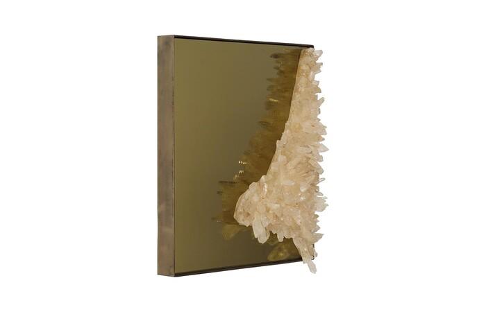 Aura Crystal Mirror, Brass Frame, Square, Right — view 2