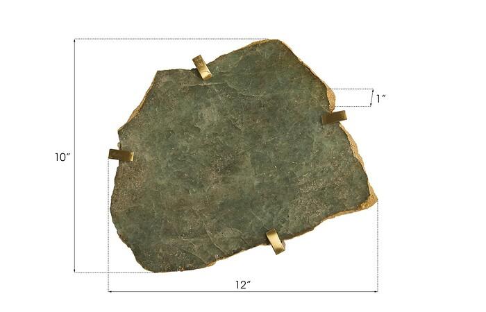 Gem Wall Tile in Brass Setting, Green Emerald — view 4
