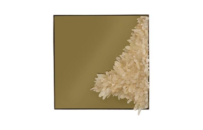 Aura Crystal Mirror, Brass Frame, Square, Right — One Size, Brass Frame