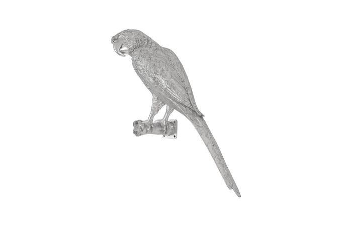 Parrot Looking Left Wall Art, Resin, Silver Leaf — view 3