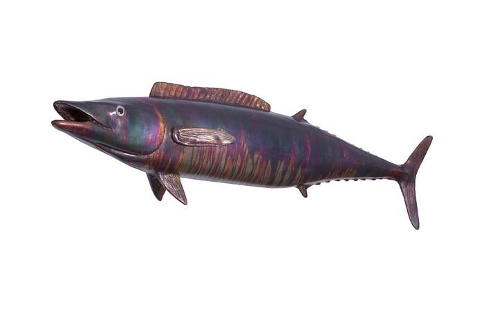 Wahoo Fish Wall Sculpture, Resin, Copper Patina Finish — view 2