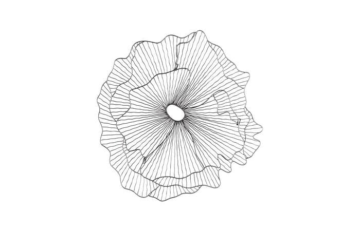 Poppy Flower Wall Art — SM, Silver/Black