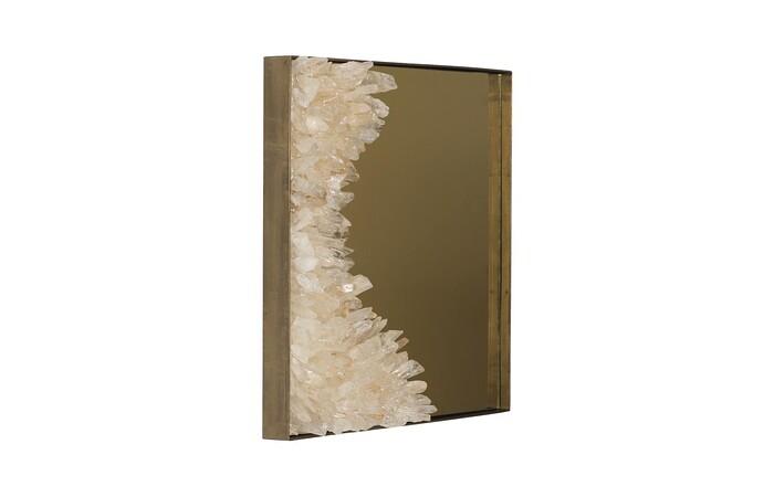 Aura Crystal Mirror, Brass Frame, Square, Concave Left — view 2