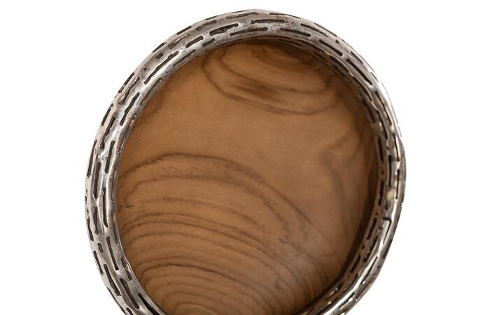 Teak Wood Bowl Wall Art, Metallurgy Edge — view 3