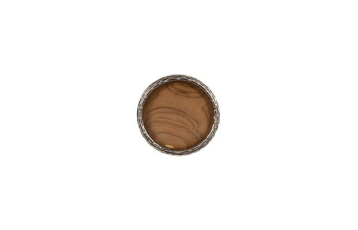Teak Wood Bowl Wall Art, Metallurgy Edge — XS, As Shown