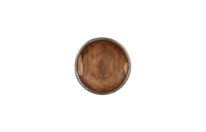 Teak Wood Bowl Wall Art, Metallurgy Edge — SM, As Shown