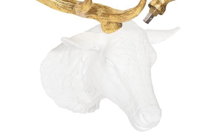 Stag Deer Head, White, Gold Leaf — view 4